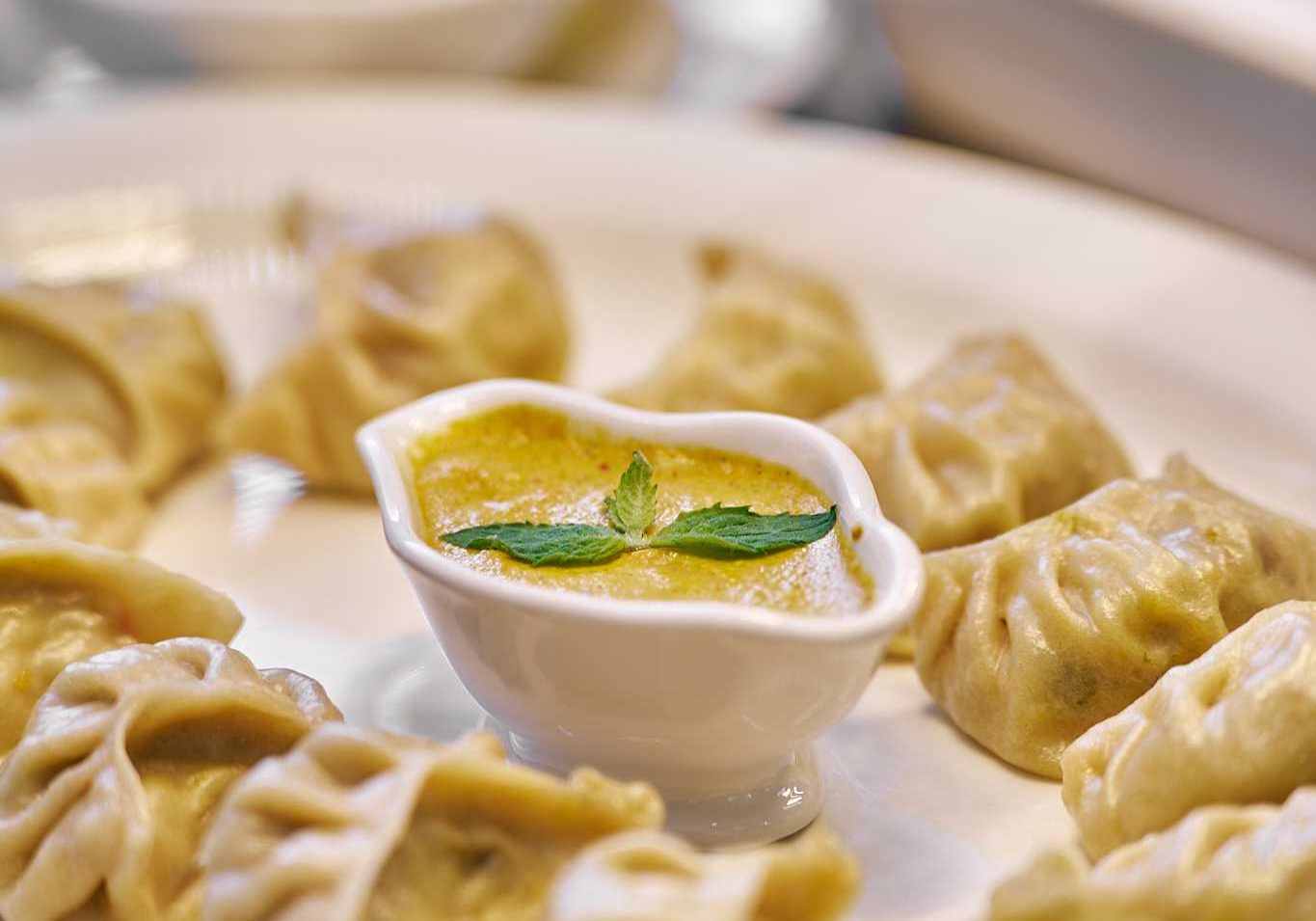 DSC04555 Dumplings and dipping sauce.